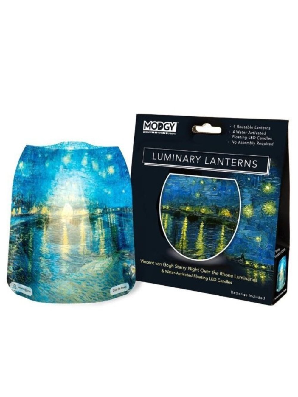 Luminary Lanterns Starry Night Van Gogh Reusable Set of 4 Flameless LED Candles